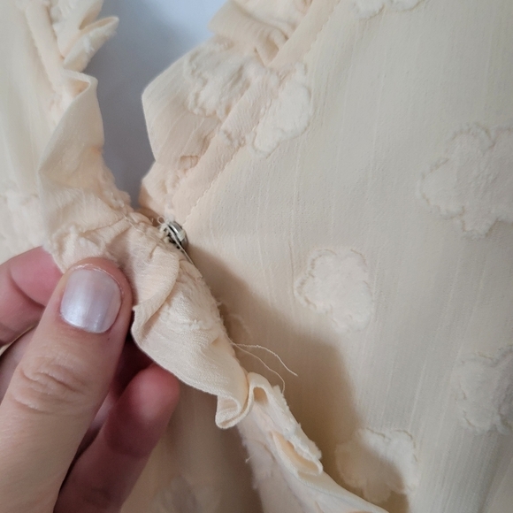 Orange Creek Women's XL Ivory Cream Short Sleeve Midi Dress Jacquard Flowers 3D - Picture 3 of 12